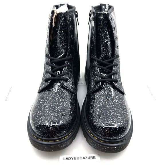 NIB Dr. Martens Black Glitter 1460 Lace Up Fashion Boots (Big Kid) Size 6 EU 37 - Picture 1 of 12